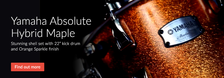 Yamaha Absolute Maple Hybrid Shell Set with 22 inch kick drum and Orange Sparkle finish